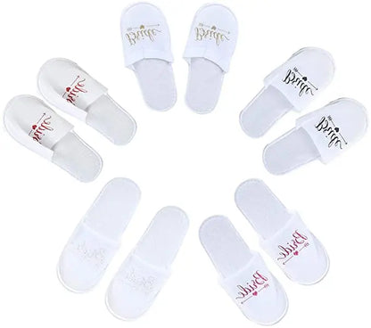 4pc set of bride robe eyemask slippers sash bridesmaid kimono wedding bridal party Bachelorette bathrobe getting ready robes