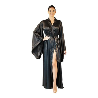 2019 New Solid Robes Women Black Red Long Sleeve Nightgown Ladies Girls Silk Satin Smooth Spring Lace Sleepwear Female Bathrobe