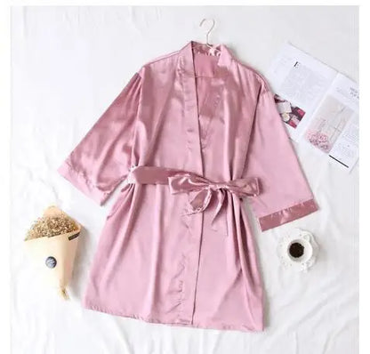 Summer Champagne Chinese Bride Wedding Robe Satin Sleepwear Women Nightgown Sexy Nightdress Lady Kimono Bathrobe Gown Negligee