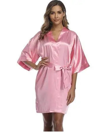Summer Champagne Chinese Bride Wedding Robe Satin Sleepwear Women Nightgown Sexy Nightdress Lady Kimono Bathrobe Gown Negligee