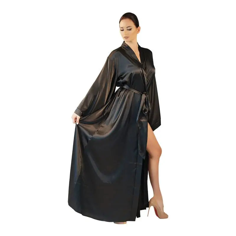 2019 New Solid Robes Women Black Red Long Sleeve Nightgown Ladies Girls Silk Satin Smooth Spring Lace Sleepwear Female Bathrobe