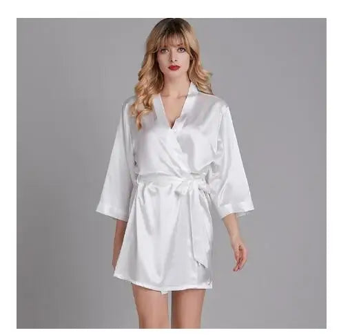 Summer Champagne Chinese Bride Wedding Robe Satin Sleepwear Women Nightgown Sexy Nightdress Lady Kimono Bathrobe Gown Negligee