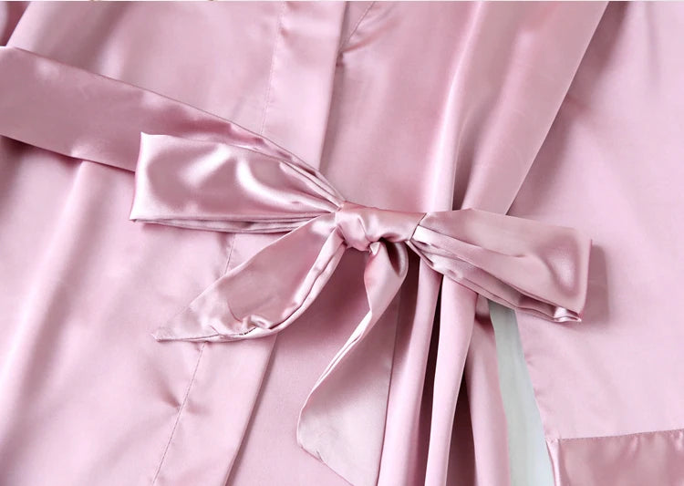 Summer Champagne Chinese Bride Wedding Robe Satin Sleepwear Women Nightgown Sexy Nightdress Lady Kimono Bathrobe Gown Negligee