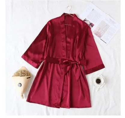 Summer Champagne Chinese Bride Wedding Robe Satin Sleepwear Women Nightgown Sexy Nightdress Lady Kimono Bathrobe Gown Negligee