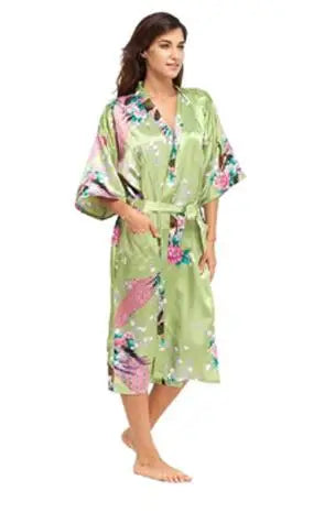 2015 Silk Bathrobe Women Satin Kimono Robes For Women Floral Robes Bridesmaids Long Kimono Robe Bride Silk Robe Dressing Gown