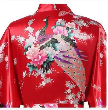 2015 Silk Bathrobe Women Satin Kimono Robes For Women Floral Robes Bridesmaids Long Kimono Robe Bride Silk Robe Dressing Gown