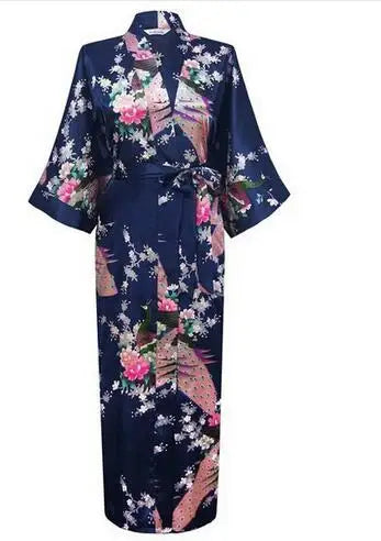 2015 Silk Bathrobe Women Satin Kimono Robes For Women Floral Robes Bridesmaids Long Kimono Robe Bride Silk Robe Dressing Gown