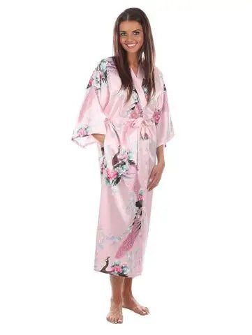 2015 Silk Bathrobe Women Satin Kimono Robes For Women Floral Robes Bridesmaids Long Kimono Robe Bride Silk Robe Dressing Gown