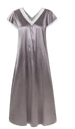 Fashion Midi Sleepwear Women's Lace Homewear Sets 2020 Summer Casual V-Neck Underwear Female Solid Spliced Nightgowns Oversized