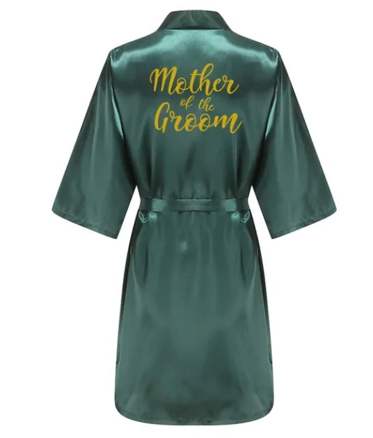 Wedding Bride Bridesmaid Robes Dressing Gown Sexy Women Bathrobe Night Sleepwear Women Gold Printed Kimono Plus Size