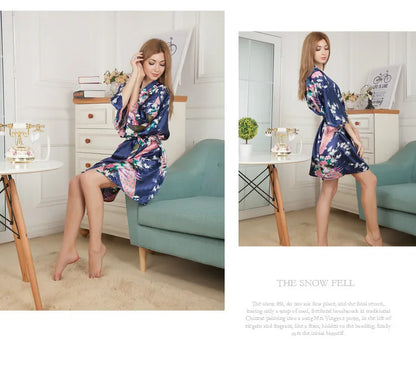 Rayon Robes Women Nightwear Flower Home Clothes Intimate Lingerie Casual Kimono Bath Gown Lady Sexy Night Dress Oversize 3XL