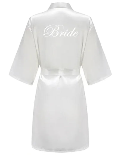 RB91 2017 Fashion Silk Bride of Mother Robe with Gold Letter Sexy Women Short Satin Wedding Kimono Sleepwear Get Ready Robe