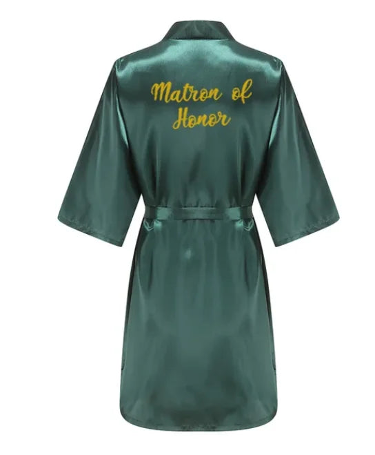 Wedding Bride Bridesmaid Robes Dressing Gown Sexy Women Bathrobe Night Sleepwear Women Gold Printed Kimono Plus Size
