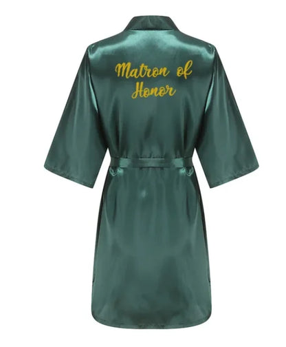 Wedding Bride Bridesmaid Robes Dressing Gown Sexy Women Bathrobe Night Sleepwear Women Gold Printed Kimono Plus Size
