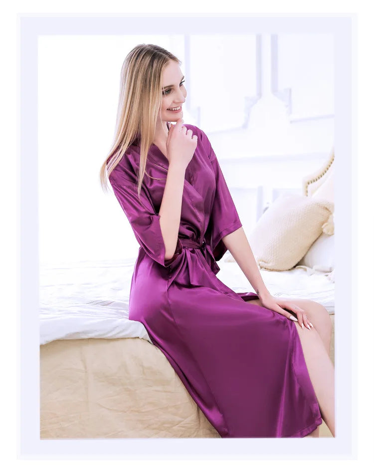 Women Silk Satin Long Wedding Bride Bridesmaid Robe Kimono Robe Feminino Bath Robe Large Size XXXL Peignoir Femme Sexy Bathrobe