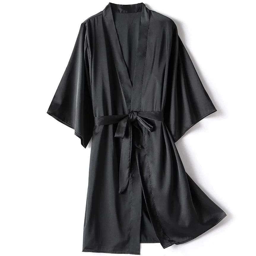 Kimono Bathrobe Gown Female Robe Set Satin Sleepwear Casual Nightgown Bridal Wedding Gift Sexy Nightwear Intimate Lingerie