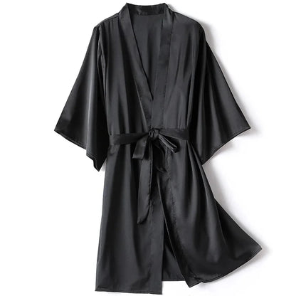 Kimono Bathrobe Gown Female Robe Set Satin Sleepwear Casual Nightgown Bridal Wedding Gift Sexy Nightwear Intimate Lingerie