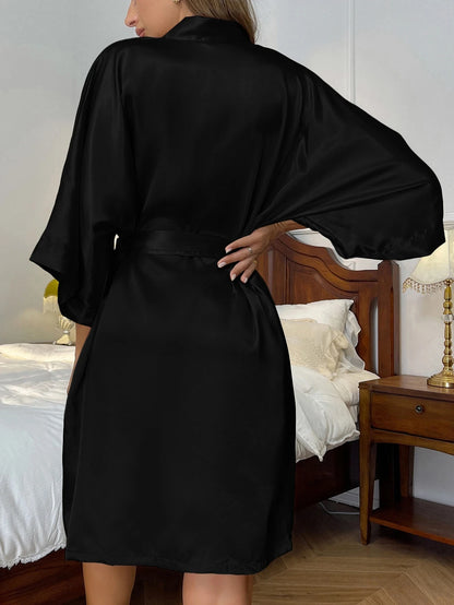 Sleep skirt spring summer new simple home dress sexy long silk cardigan bathrobe bathrobe woman