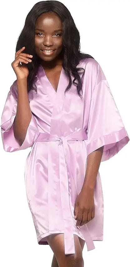 Pajamas women summer European and American ladies lace-up bathrobe sexy morning gown home dress can wear ice silk robe