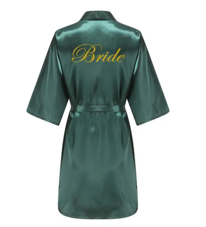 Wedding Bride Bridesmaid Robes Dressing Gown Sexy Women Bathrobe Night Sleepwear Women Gold Printed Kimono Plus Size