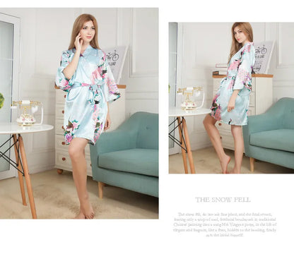 Rayon Robes Women Nightwear Flower Home Clothes Intimate Lingerie Casual Kimono Bath Gown Lady Sexy Night Dress Oversize 3XL