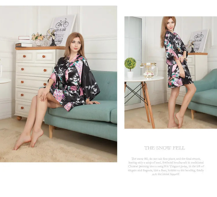 Rayon Robes Women Nightwear Flower Home Clothes Intimate Lingerie Casual Kimono Bath Gown Lady Sexy Night Dress Oversize 3XL