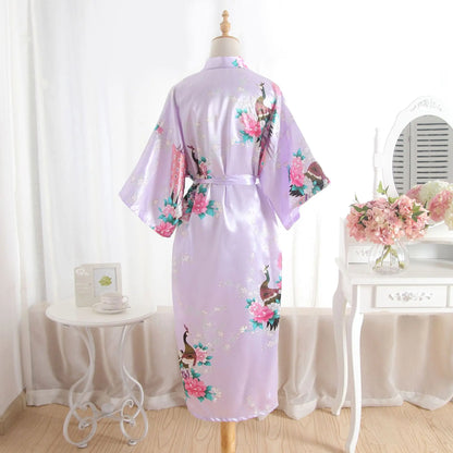 Hot Sale Blue Female Silk Rayon Robes Gown Kimono Yukata Chinese Women Sexy Lingerie Sleepwear Plus Size S M L XL XXL XXXL A-046