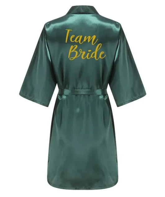 Wedding Bride Bridesmaid Robes Dressing Gown Sexy Women Bathrobe Night Sleepwear Women Gold Printed Kimono Plus Size