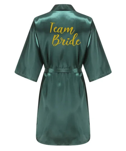Wedding Bride Bridesmaid Robes Dressing Gown Sexy Women Bathrobe Night Sleepwear Women Gold Printed Kimono Plus Size