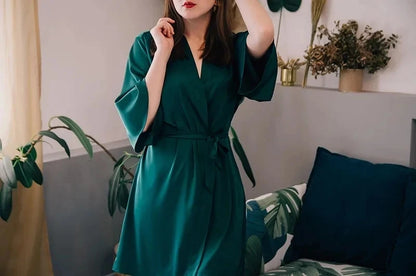 Kimono Bathrobe Gown Female Robe Set Satin Sleepwear Casual Nightgown Bridal Wedding Gift Sexy Nightwear Intimate Lingerie