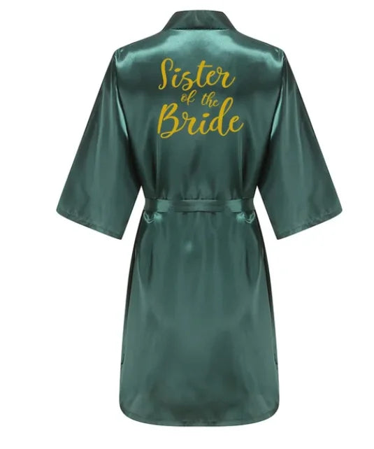 Wedding Bride Bridesmaid Robes Dressing Gown Sexy Women Bathrobe Night Sleepwear Women Gold Printed Kimono Plus Size