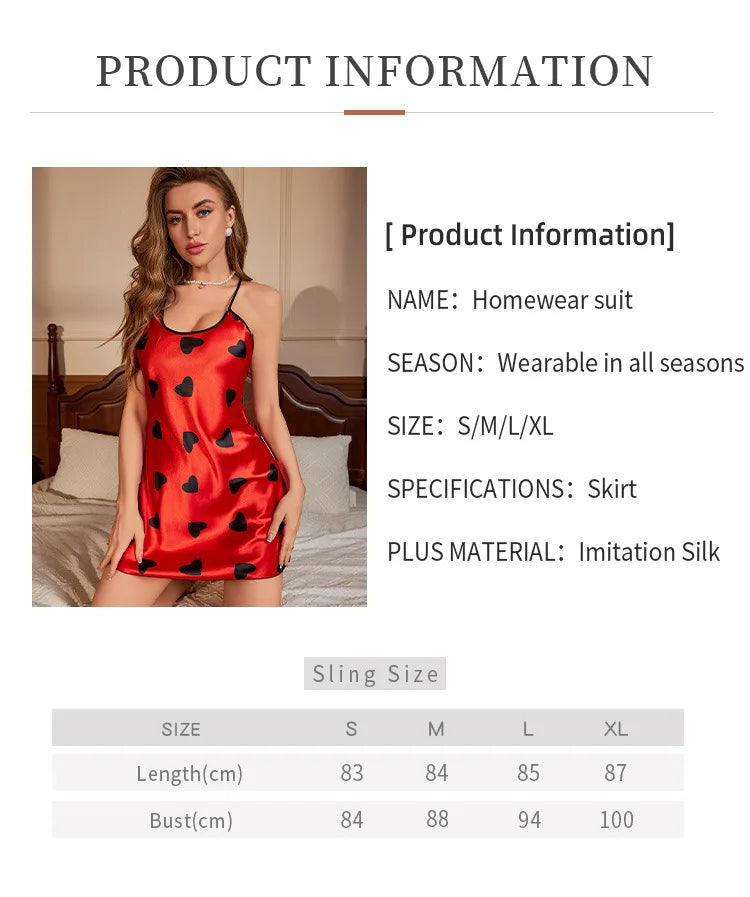 Women's Satin Nightdress Summer Sexy Lingerie Night Dress Nightgown Sleeveless Sleepwear Mini Slip Chemise Nightwear Loungewear