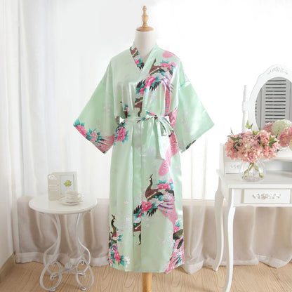 Hot Sale Blue Female Silk Rayon Robes Gown Kimono Yukata Chinese Women Sexy Lingerie Sleepwear Plus Size S M L XL XXL XXXL A-046