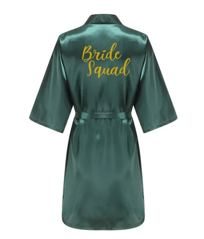 Wedding Bride Bridesmaid Robes Dressing Gown Sexy Women Bathrobe Night Sleepwear Women Gold Printed Kimono Plus Size