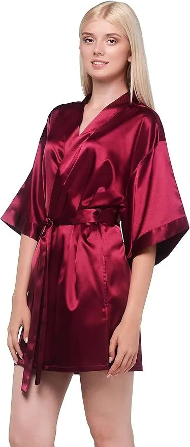 Pajamas women summer European and American ladies lace-up bathrobe sexy morning gown home dress can wear ice silk robe