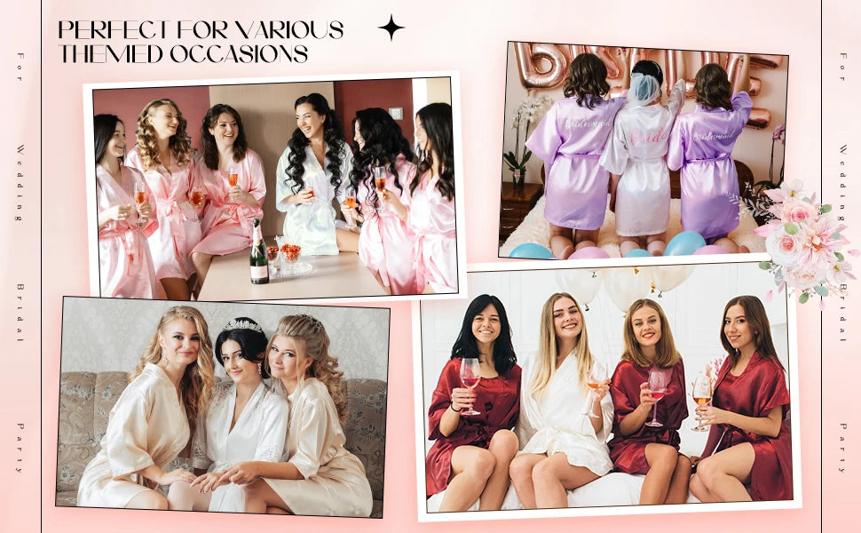 RB030 Sexy Large Size Sexy Satin Night Robe Lace Bathrobe Perfect Wedding Bride Bridesmaid Robes Dressing Gown For Women