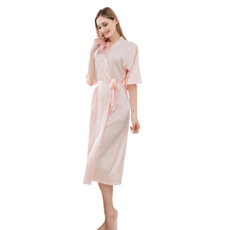 Women Silk Satin Long Wedding Bride Bridesmaid Robe Kimono Robe Feminino Bath Robe Large Size XXXL Peignoir Femme Sexy Bathrobe