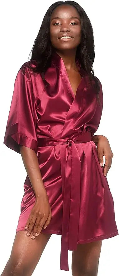 Pajamas women summer European and American ladies lace-up bathrobe sexy morning gown home dress can wear ice silk robe