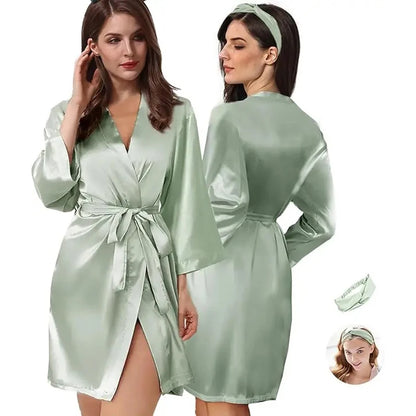 Kimono Bathrobe Gown Female Robe Set Satin Sleepwear Casual Nightgown Bridal Wedding Gift Sexy Nightwear Intimate Lingerie