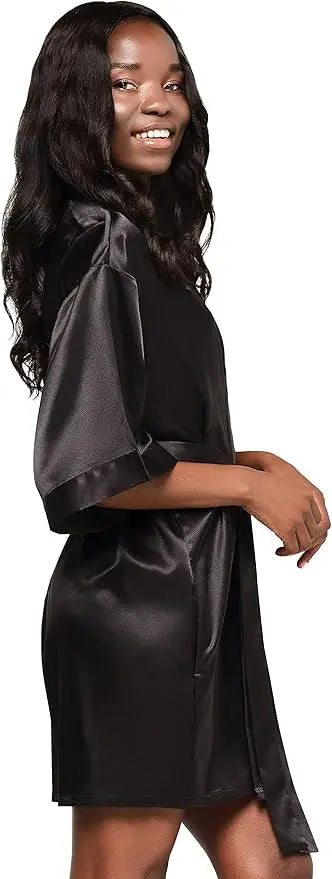 Pajamas women summer European and American ladies lace-up bathrobe sexy morning gown home dress can wear ice silk robe