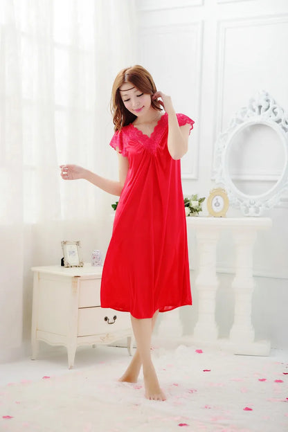 Free shipping women black lace sexy nightdress girls plus size bathrobe Large size Sleepwear nightgown Y02-2