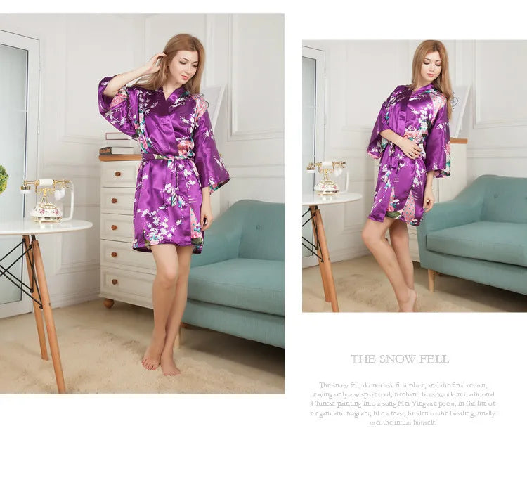 Rayon Robes Women Nightwear Flower Home Clothes Intimate Lingerie Casual Kimono Bath Gown Lady Sexy Night Dress Oversize 3XL