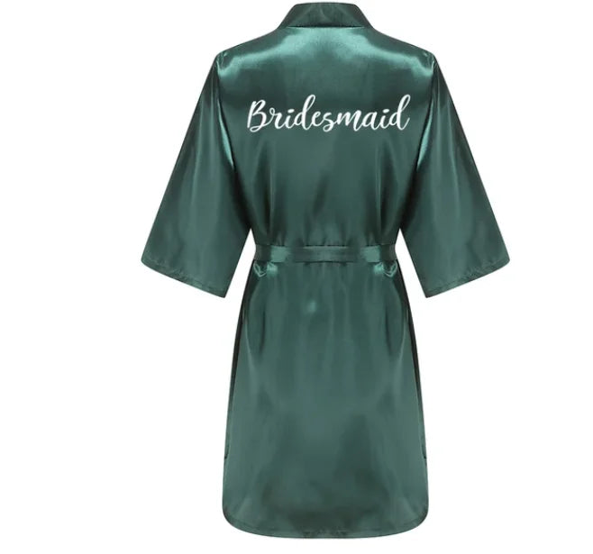 Wedding Bride Bridesmaid Robes Dressing Gown Sexy Women Bathrobe Night Sleepwear Women Gold Printed Kimono Plus Size