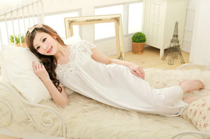 Free shipping women black lace sexy nightdress girls plus size bathrobe Large size Sleepwear nightgown Y02-2
