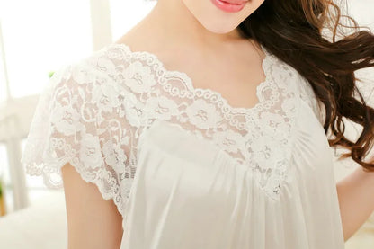 Free shipping women black lace sexy nightdress girls plus size bathrobe Large size Sleepwear nightgown Y02-2