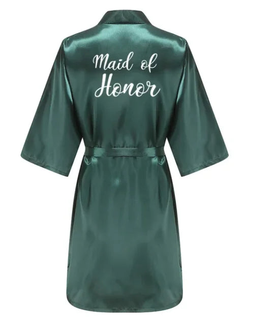 Wedding Bride Bridesmaid Robes Dressing Gown Sexy Women Bathrobe Night Sleepwear Women Gold Printed Kimono Plus Size