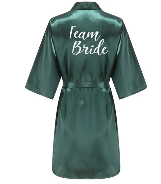 Wedding Bride Bridesmaid Robes Dressing Gown Sexy Women Bathrobe Night Sleepwear Women Gold Printed Kimono Plus Size
