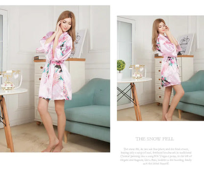 Rayon Robes Women Nightwear Flower Home Clothes Intimate Lingerie Casual Kimono Bath Gown Lady Sexy Night Dress Oversize 3XL