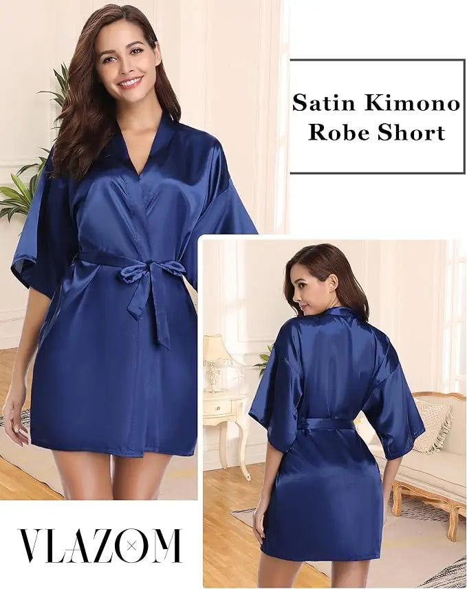 Pajamas women summer European and American ladies lace-up bathrobe sexy morning gown home dress can wear ice silk robe