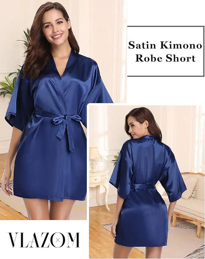 Pajamas women summer European and American ladies lace-up bathrobe sexy morning gown home dress can wear ice silk robe